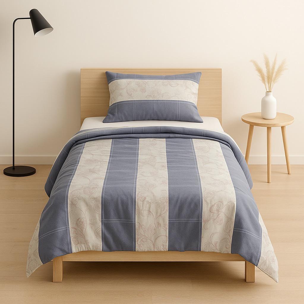 Blue-White Patched Bedsheet