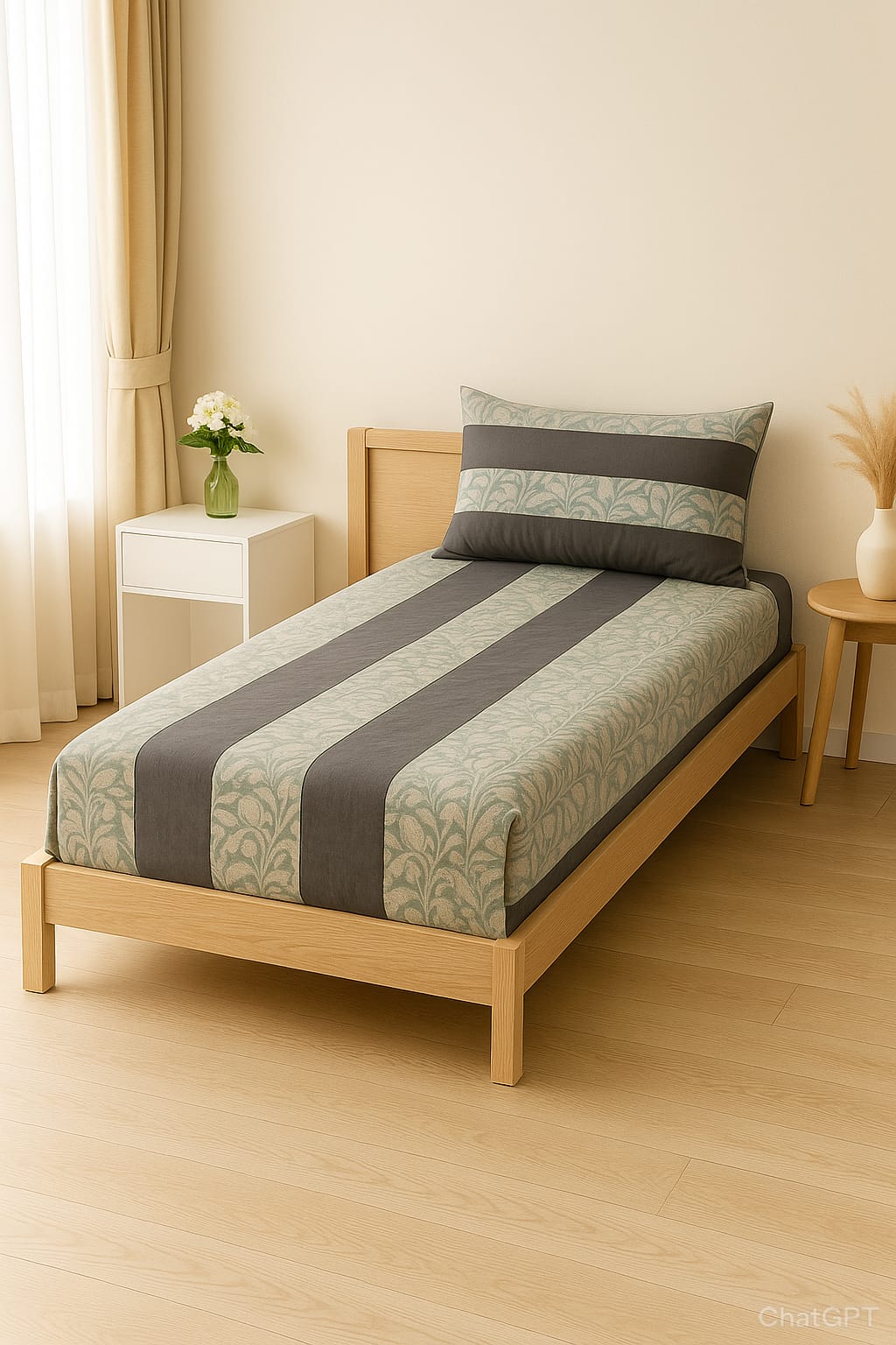 Black Embroidered Striped Bed Sheet