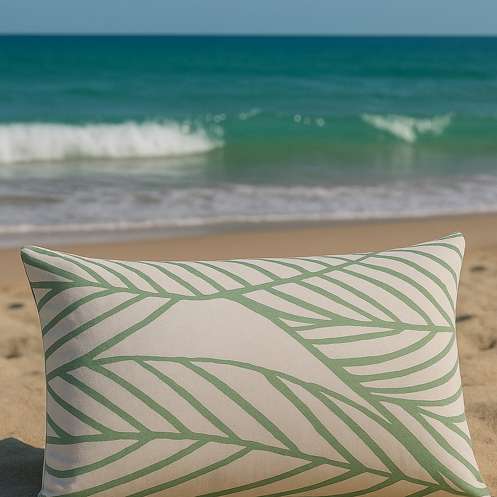 2 Green Leaf design Pillow Covers