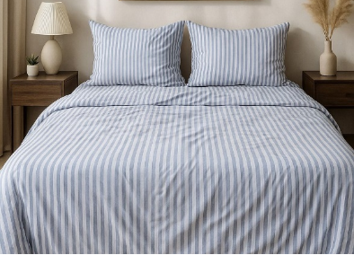Printed Blue Lining Double BedSheet